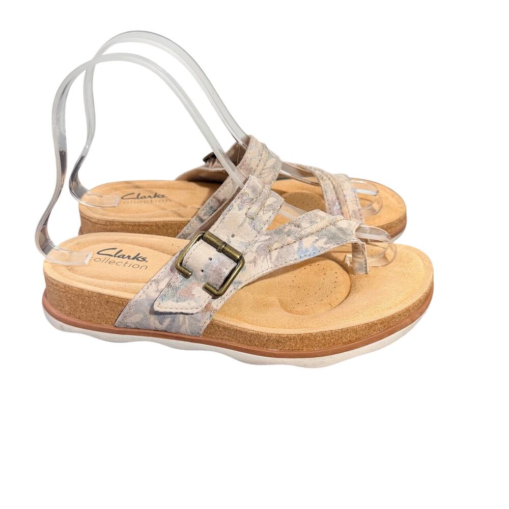 Clarks Women's Brynn Madi Flat Sandal Sand Interest Buckle Size 6.5